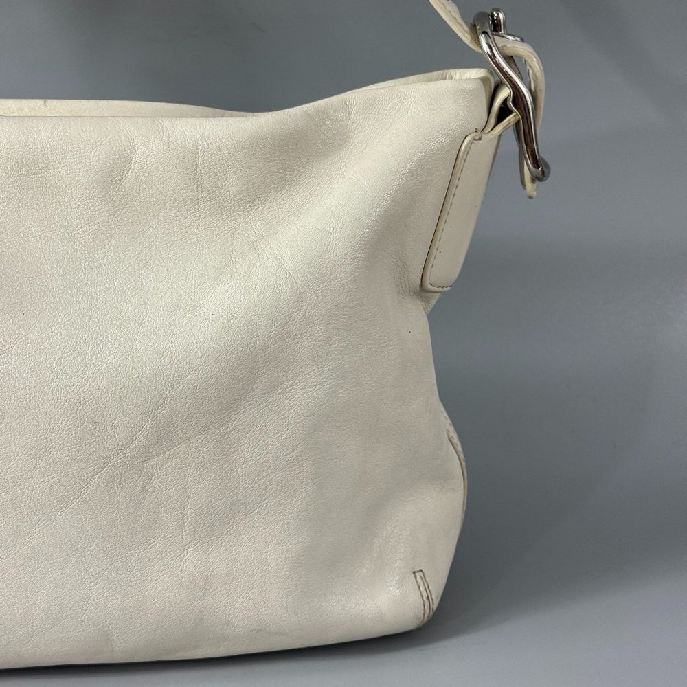 COACH # 1417 Off-White Leather Top Zip Shoulder Bag - Picture 3 of 13